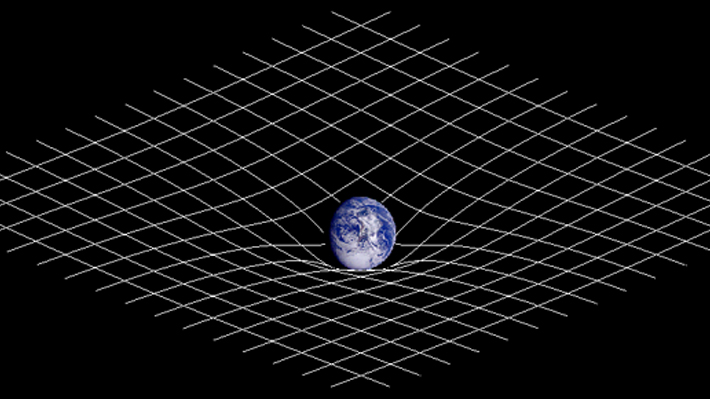 Spacetime is a dynamic field, here it is warped by a planet's gravity.