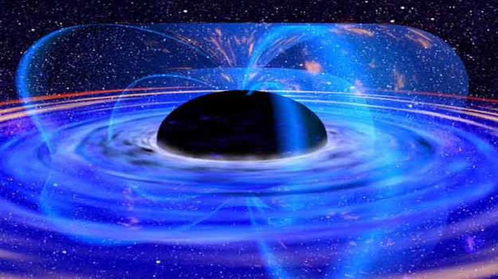 A black hole and its accretion disk.