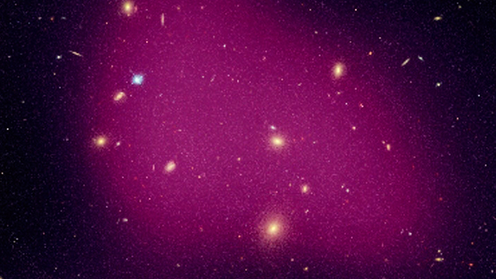 Dark matter distrubition shown within a galaxy supercluster.