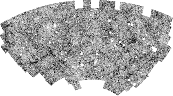 The APM survey of thousands of galaxies showing their large-scale angular distribution on the sky