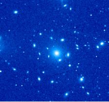 The central region of the Coma cluster populated with large elliptical galaxies. This is one of the densest known regions on this scale in the Universe.