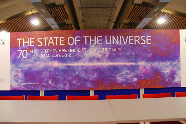 The State of the Universe, showing the ESA Planck satellite data of the cosmic microwave background